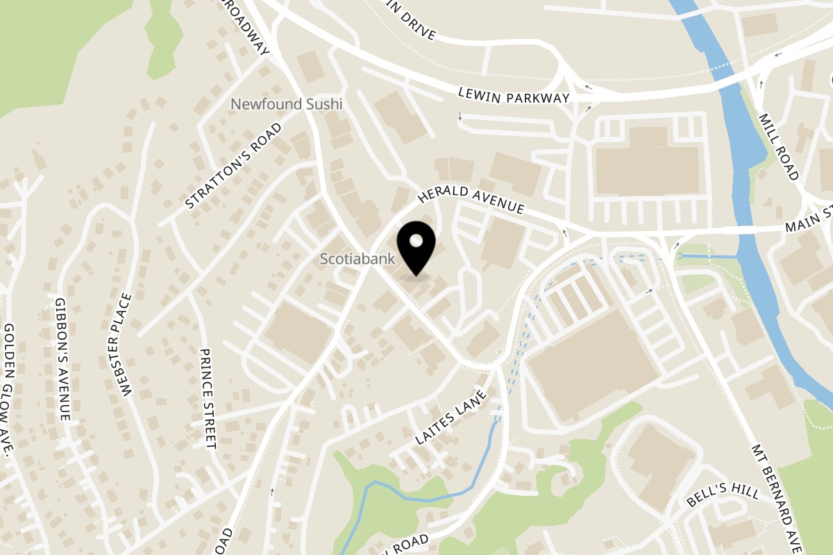 Map showing the location of Snow & Rum on 34 Broadway in Corner Brook